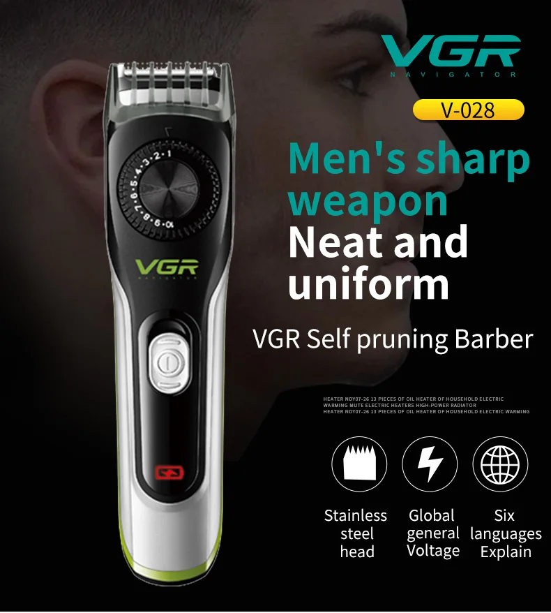

VGR 110V-220V adult hair clipper 0.1 cutter head can be adjusted to send a family the best gift