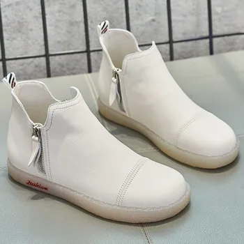 

Women's genuine leather double zipi autumn ankle boots soft comfortable short booties high quality round toe shoes for women hot