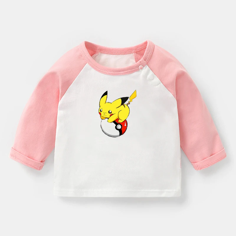 Футболки с рисунком покебол PIKACHU для новорожденных; футболки с длинными рукавами для малышей; Рождественский подарок