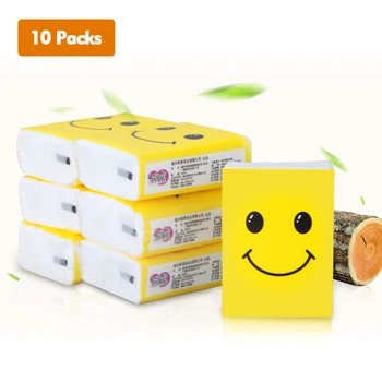 

10 Packs Facial Tissues Tissues Strong Absorbency On-The-Go Small Packs No Fluorescence Natural Fragrance of the Raw Wood Pulp