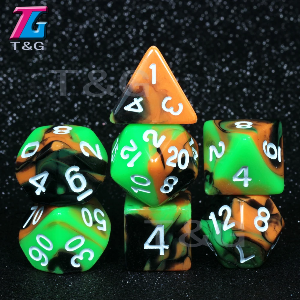 Забавные многогранные кости 11 цветов для игры DnD D4 D6 D8 D10 D12 D20 набор костей