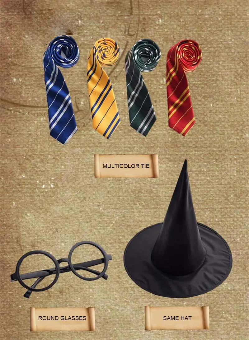 Поттер Косплей костюмы робы плащ костюм галстук шарф палочка очки Ravenclaw Гриффиндор Hufflepuff Слизерин Косплей Плащ