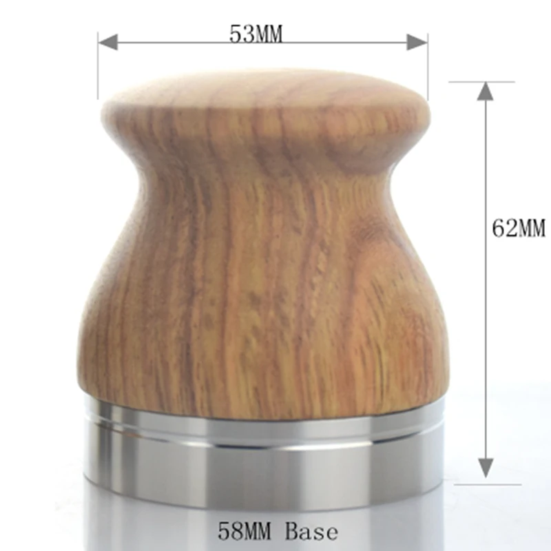 

Hot Sale 304 Stainless Steel Coffee Tamper Dispenser Wooden Handle Espresso 53MM Coffee Machine Powder Hammer
