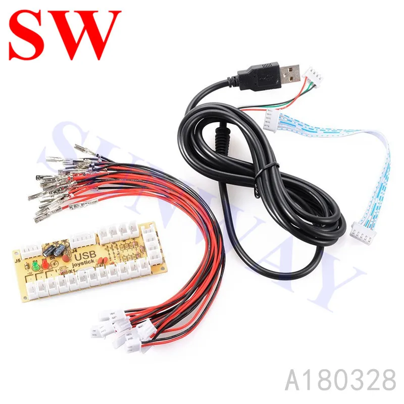 Arcade Game DIY Parts kit for PC Zero Delay USB Control Board with 5Pin Joystick + 16x 30MM and 4x 24MM Buttons Mame Kits Part