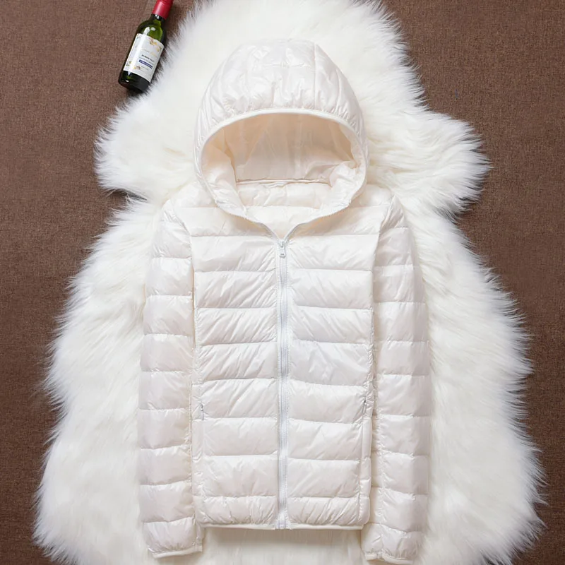 Зимняя куртка женская плюс размер утиный пух осень с капюшоном длинный рукав Куртка парка женская повседневная черная розовая теплая портативная куртка - Цвет: White
