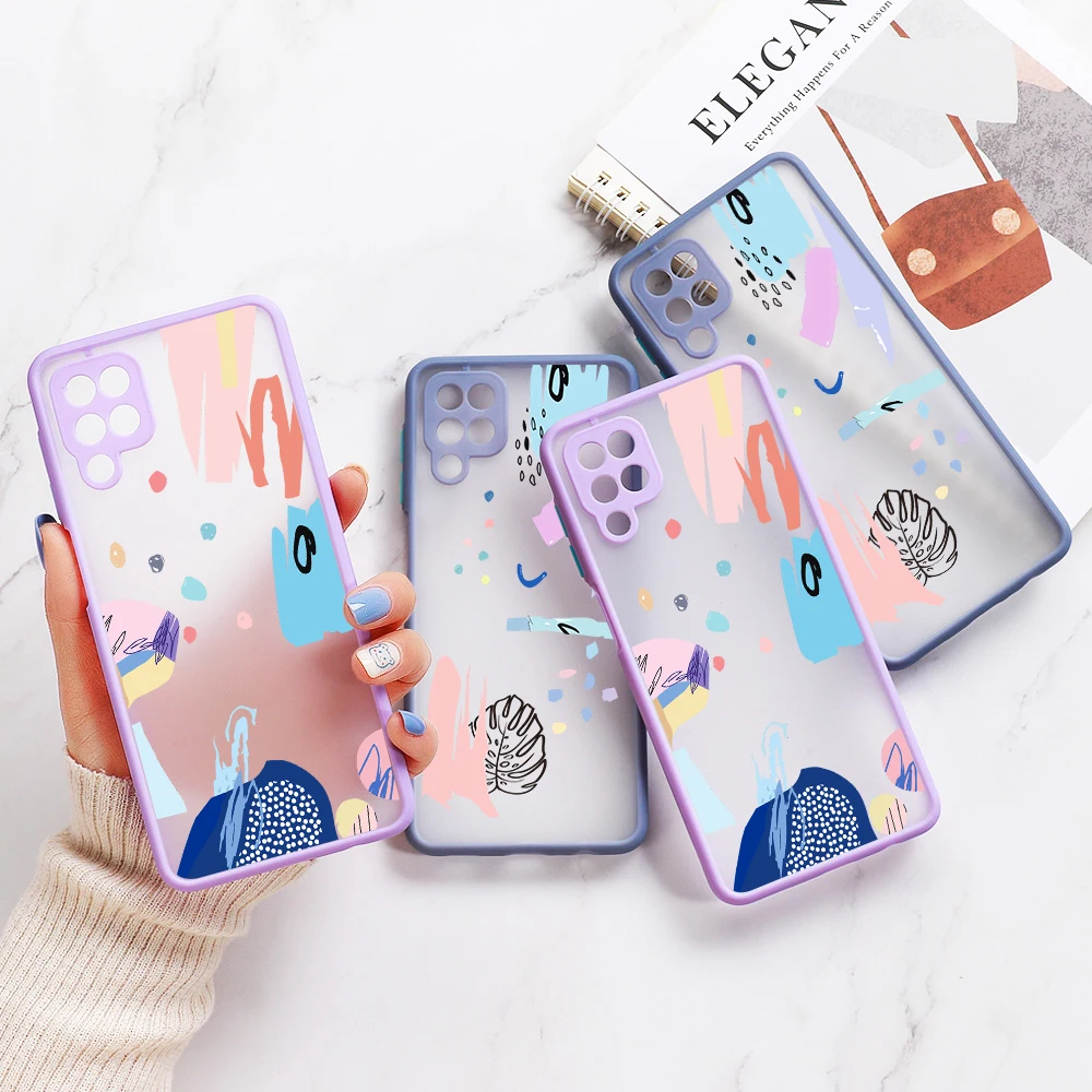 A52 Case For Samsung A32 Cases Luxury Hard Matte Funda Samsung S21 Ultra S20 FE Plus A72 A12 A21S A 32 52 Lens Protection Covers