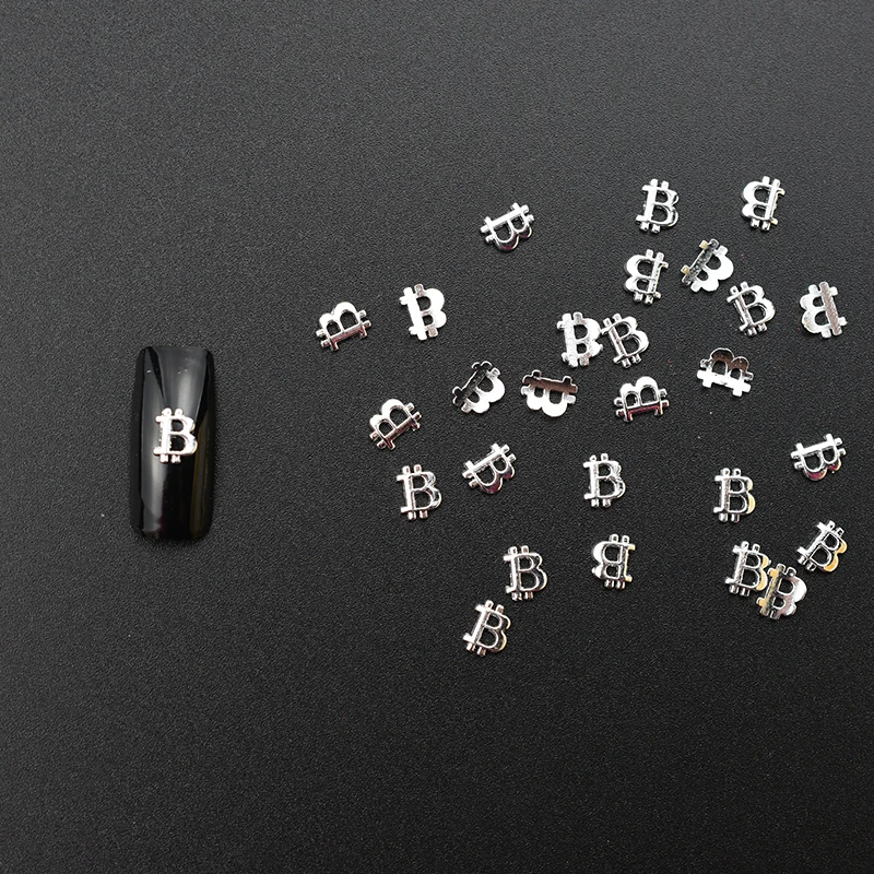 200 шт Серебряные Биткоин битные монеты BTC модные, из сплава металлов 3d украшения для дизайна ногтей очаровательные ювелирные изделия Аксессуары DIY аксессуары для ногтей горячая распродажа