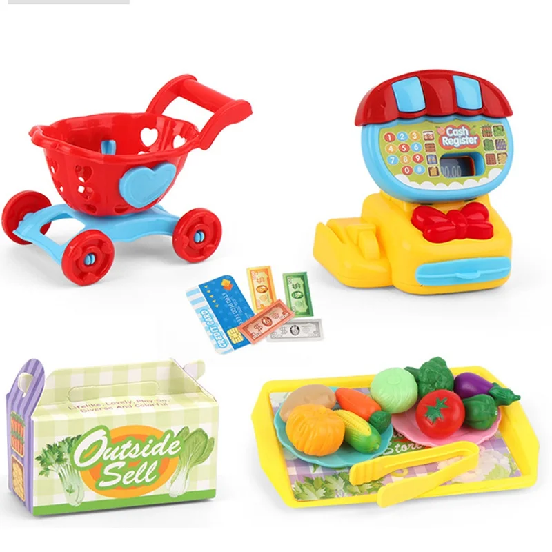 Kids Cash Register Toy Pretend Play Set Food Shopping Educational Toys Baby Simulation Supermarket Children Classic Toy