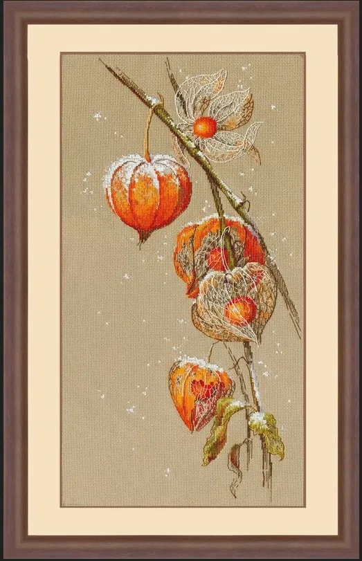 Counted Cross Stitch Kit Lantern Flower Red Flower Physalis Alkekengi