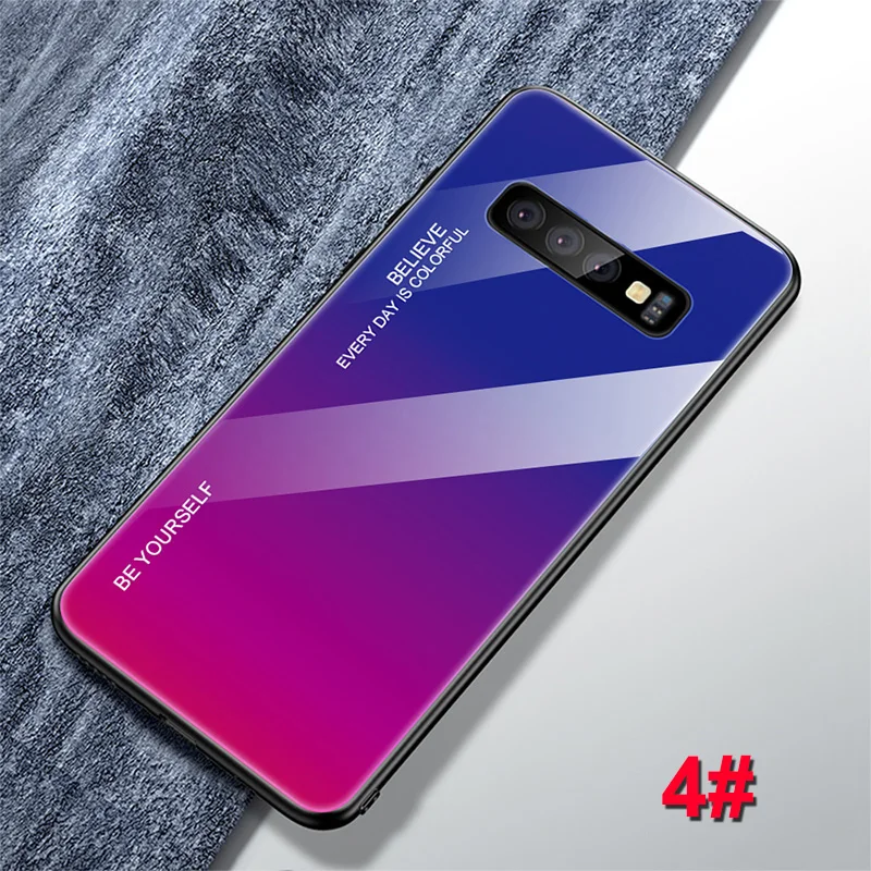 4 Для samsung Galaxy S10 S9 S8 Note9 Note10 Pro A90 A80 чехол для телефона модный 9H закаленное стекло градиентный двойной цветной защитный чехол - Цвет: 4