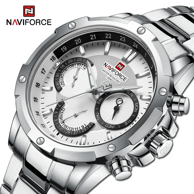 Часы наручные NAVIFORCE Мужские кварцевые брендовые водонепроницаемые спортивные