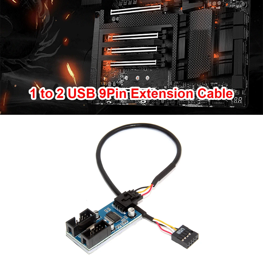 Enhance Connectivity: 30cm USB 9 Pin Motherboard Extension Splitter - Expand your desktop with 1 to 2/4 USB2.0 HUB Connectors for seamless multitasking. Description Image.This Product Can Be Found With The Tag Names Cheap Computer Cables Connectors, Computer Cables Connectors, Computer Office, High Quality Computer Office