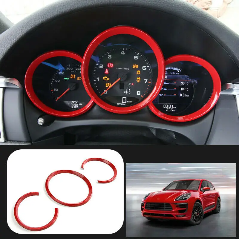 

Для Porsche Macan 2014-2016-2018-2020 ABS красное украшение для приборной панели кольцо молдинг крышка отделка автомобильные аксессуары 3 шт.