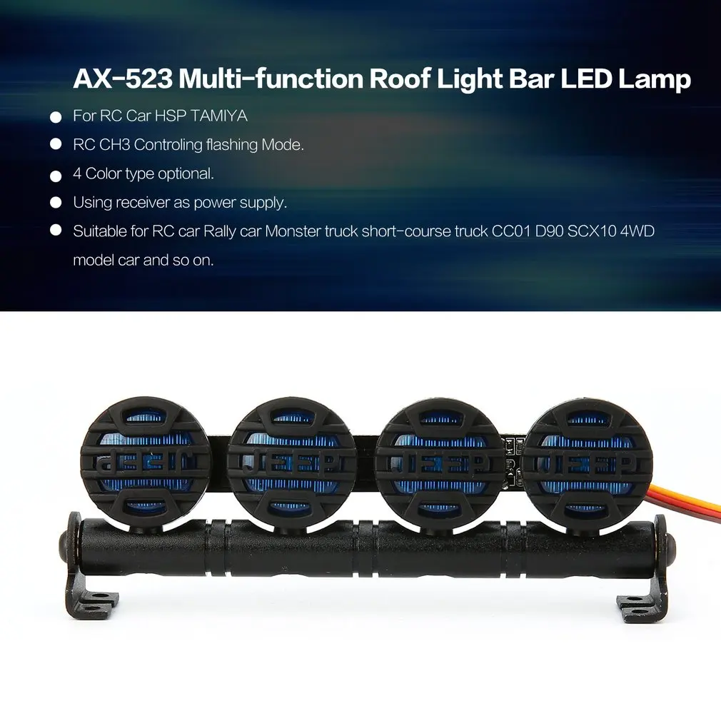 

AX-523 Multi-function Ultra Bright Lamp LED Roof Light Bar 4 Spotlight for RC Car HSP TAMIYA CC01 4WD Axial SCX10 Light Part
