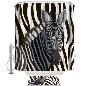 

Bathroom Curtain Animal Zebra Pattern Zebra Texture Shower Curtains Home Bathroom Decor Bathroom Shower Curtain Doormat Set