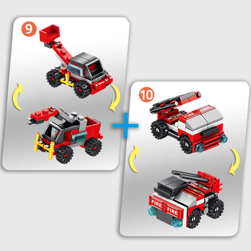 Building Blocks Fire Truck 12in1 City Building Bricks Fire Car Boat Stacking Toy Aircraft Rescue Robot Mini Fun Gift For Boy Kid - Цвет: N0.9-NO.10