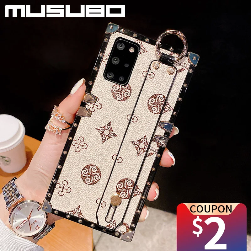 MUSUBO Wrist Strap Phone Cases For Samsung Galaxy S21 Ultra S20 Fe Note 20 Plus A71 5G A51 Shockproof A12 Soft Cover Girls Women samsung flip phone cute Cases For Samsung