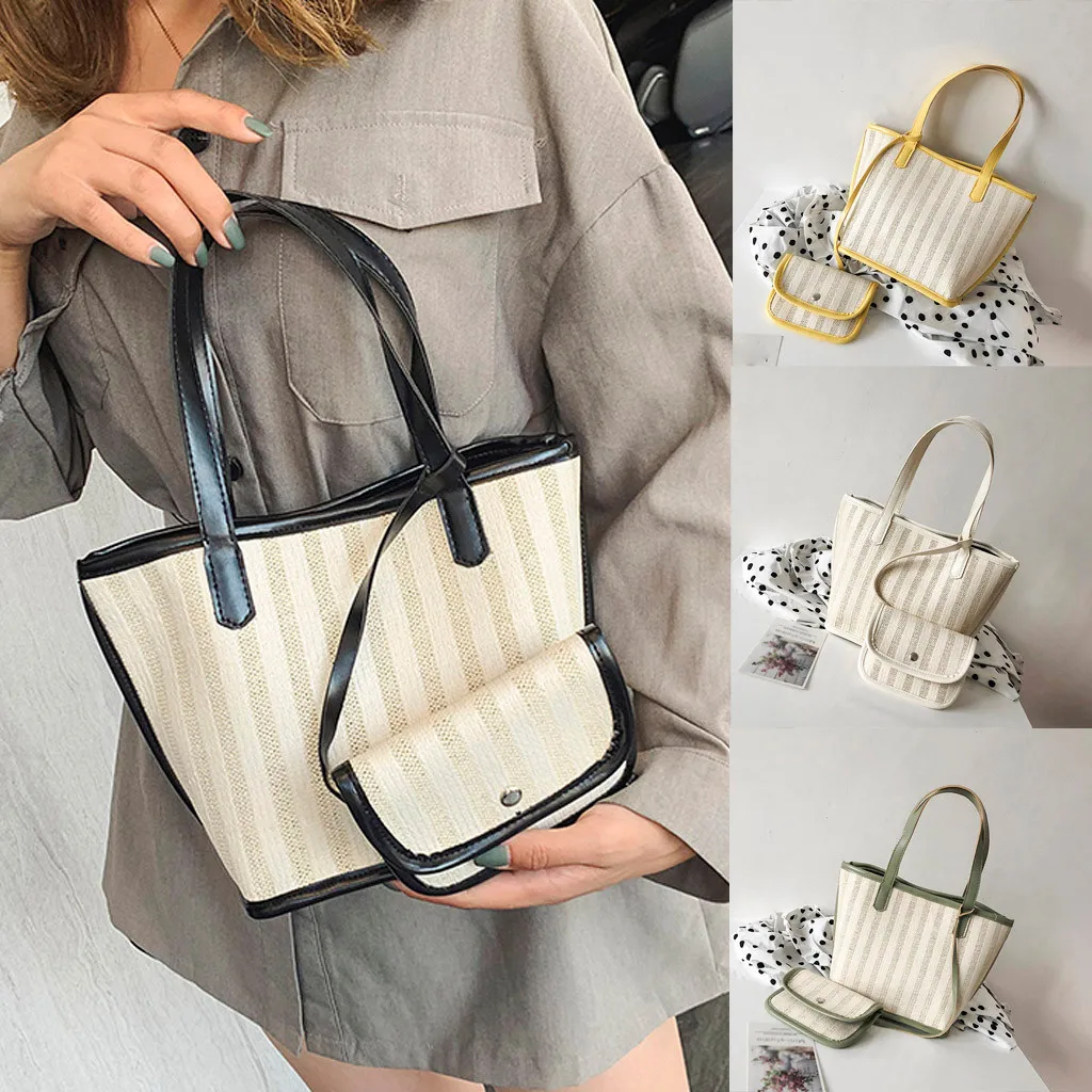 

bags for women 2019 Big Bag Fashion Stripe Ladies Large Capacity Canvas Bag Shoulder Bagbolso mujer crossbody bags for women