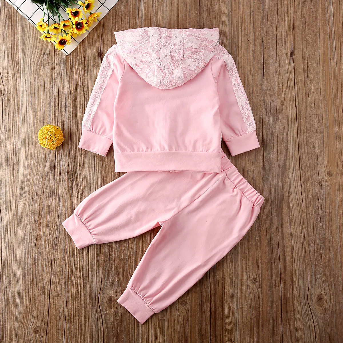 Toddler Girl Clothes Cute Infant Kids Baby Girl Clothes Lace Zipper Hoodie Tops+ Leggings Pants 2pcs Outfit Set