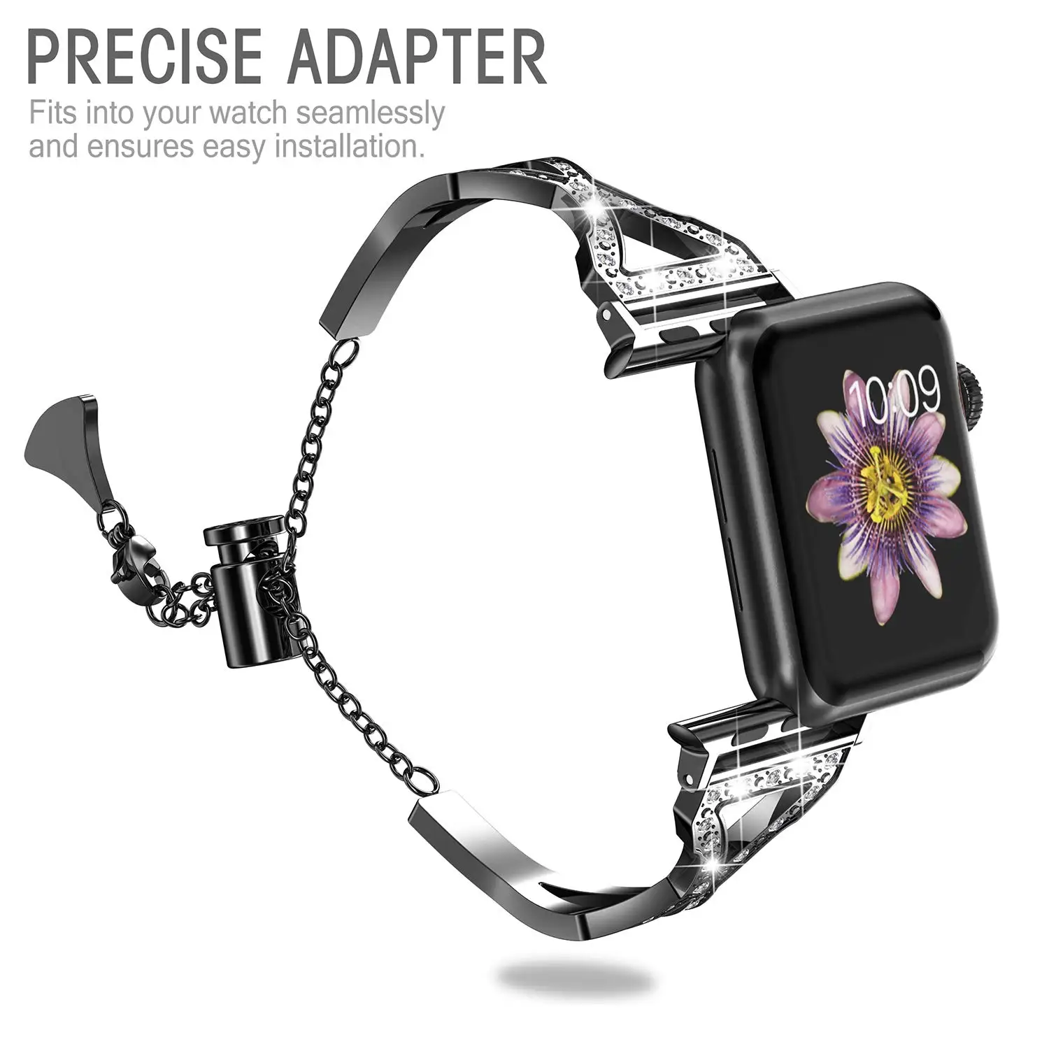 Женский Блестящий металлический ремешок, совместимый с Apple Watch, ремешок 38 мм/40 мм/42 мм/44 мм, бриллиантовый браслет, ремешок для iwatch серии 5/4/3/2/1