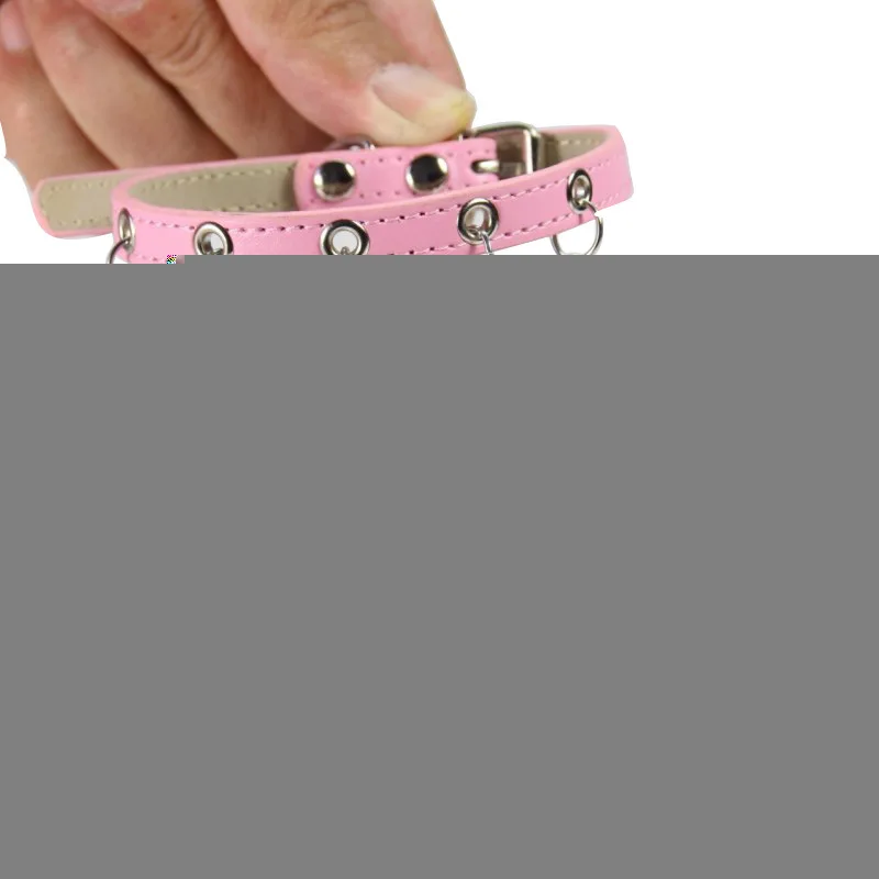 light pink Ошейник для маленькой собаки ошейник для щенка колокольчик регулируемый ремень с пряжкой ошейник для собак аксессуары для кошки, собаки чихуахуа - Цвет: light pink