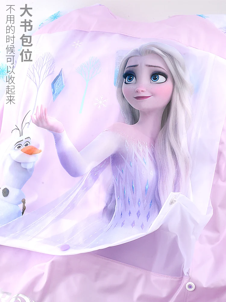 Disney płaszcz przeciwdeszczowy dla dzieci poncho tornister dziewczyna dziecko student Frozen Elsa księżniczka fioletowy wodoodporny śliczny płaszcz przeciwdeszczowy chłopiec płaszcz przeciwdeszczowy