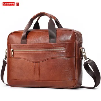 

Men's Bag Business Briefcase Men Handbags Laptop Shoulder Messenger Bag Casual Multi-function Travel Bags Real Genuine Leather