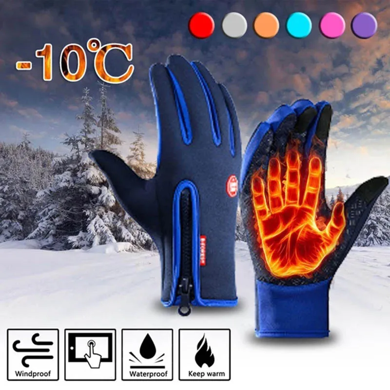 2021 Winter Warm Man Gloves Ski Outdoor Fishing Waterproof Gloves Women Windproof Non-Slip Sport Riding Gloves