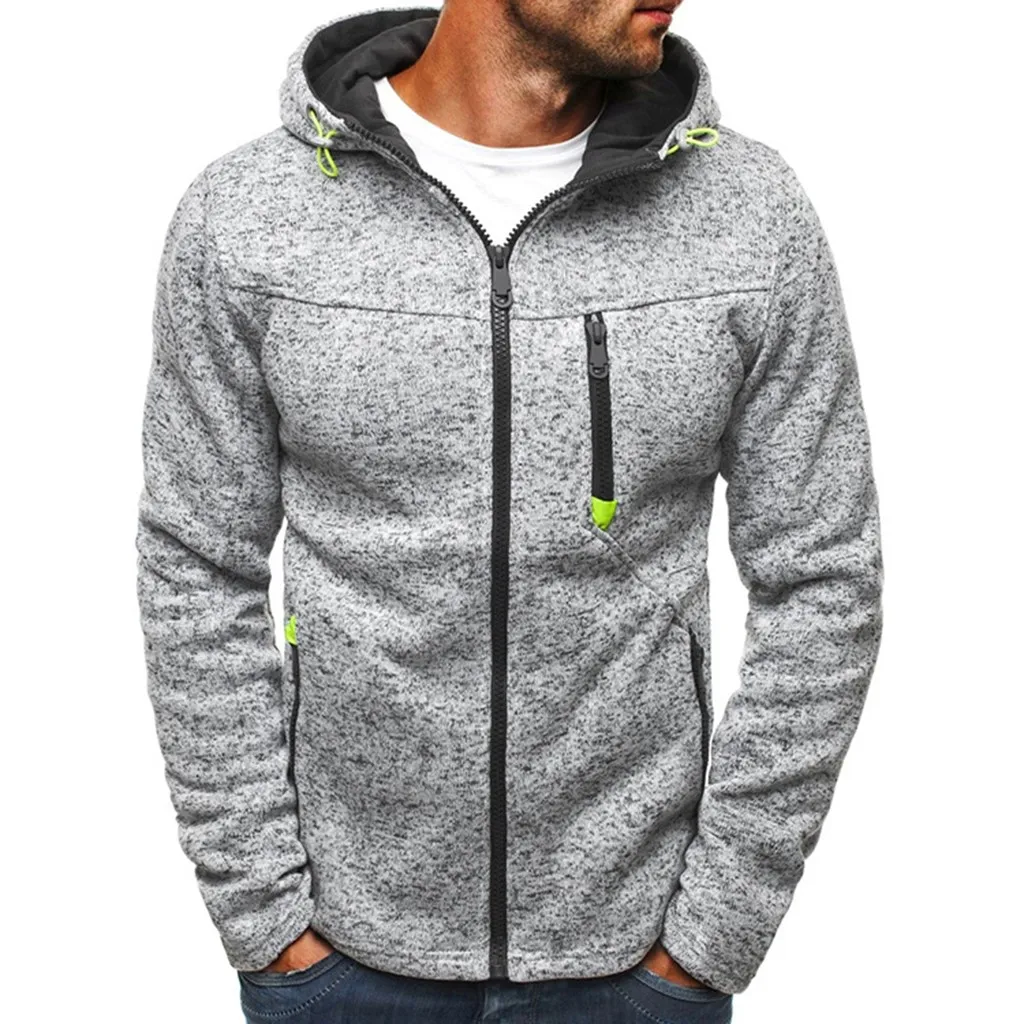 Men Sports Casual Wear Zipper Fashion Tide Jacquard Hoodies Fleece Jacket Fall Sweatshirts Autumn Winter Coat