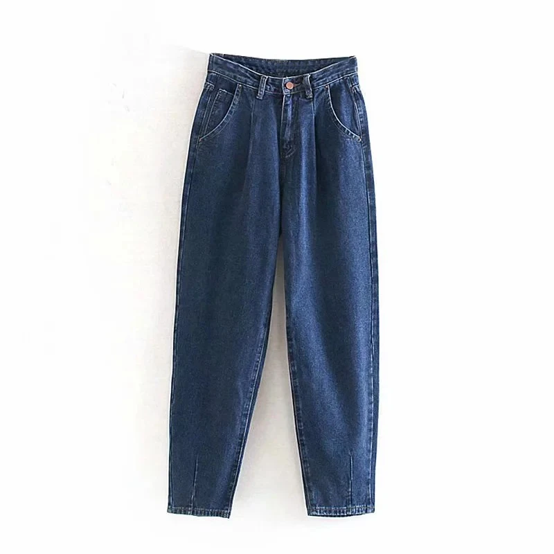 Женские свободные джинсовые штаны-шаровары в стиле бойфренда, длинные брюки, повседневные джинсы с карманами, дамские штаны на молнии, модные джинсы для мам