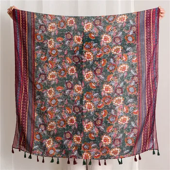 

New Lady cotton material scarf 2020 Autumn and winter Luxury brand Cotton silk scarves Fashion women's Print beach quality shawl