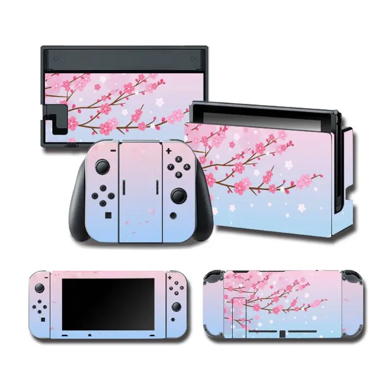 1 Set Full Body Protective Cover Skin Colorful Sticker Art Decals for NS Switch Game Console Joy-Con Controller Decorative 