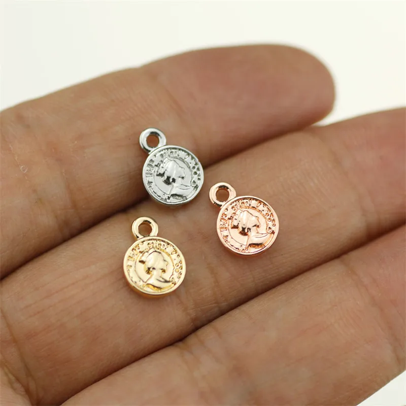 

20pcs 10mm Dangling Coin Zinc Alloy Necklace,Earring Bracelet Jewelry DIY Handmade 3 colors