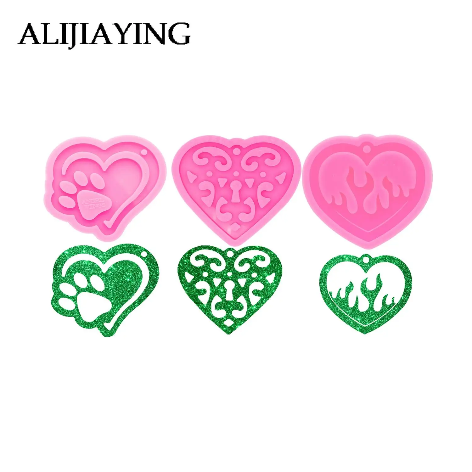 DY0416 Glossy Heart for Skeleton Key Keychain Mould Silicone Resin Mold with horseshoe Epoxy Jewelry Making DIY Crafts | Дом и сад