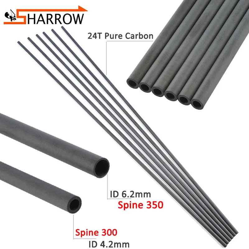 

10pcs 32" Archery 24T Carbon Arrow Shaft 0.003 Straightness 300/350 Spine Pure Carbon Shaft 11.5/7.8GPI For Hunting Accessories