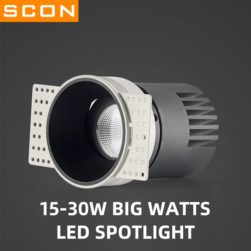 

SCON Unframed 15-30W Big Powers Led Spotlights Simple Modern Black High-end Adjustable Rotatable Design for Indoor Lighting