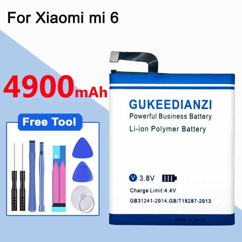 GUKEEDIANZI BM39 4900 мАч для Xiao mi 6 Аккумулятор для телефона для Xiaomi mi 6 mi 6 мобильный сменный аккумулятор