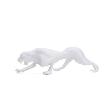 

European Style White Ceramic Panthera Pardus Statue Lucky Leopard Animals Arts Sculpture Creative Decoration Ceramics Crafts Home Car Interior Display Decoration Ornament R3043