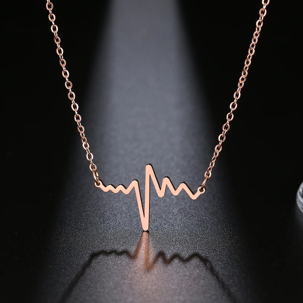 CACANA Heartbeat Necklace Women Love Heart Necklaces & Pendants Medical Nurse Doctor Lover Gifts Stainless Steel Jewelry - Image 3