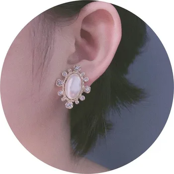 

orignal design FreshWater Pearl flower exaggerated Earrings lady personality Earring Handmade jewelry