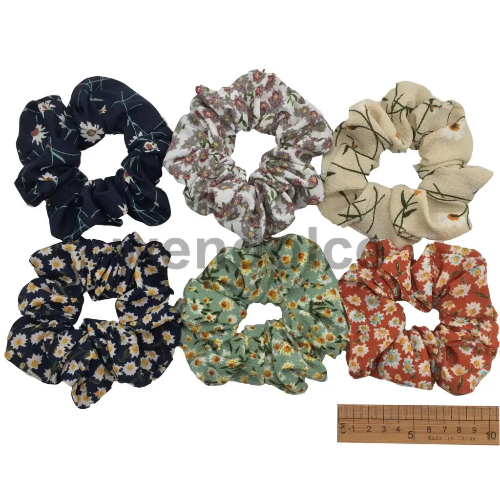 PJ018-6PCS 6 шт./партия, бархатные эластичные резинки для волос, резинки для волос для девочек, не складываются, леопардовые женские блестящие шифоновые Цветочные резинки - Цвет: PJ018-6PCS
