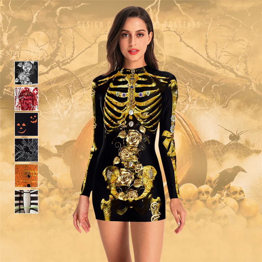 Новинка Хеллоуин Косплей страшный костюм платье для взрослых костюм скелета карнавальные вечерние выступления дьявол больница Призрак для женщин