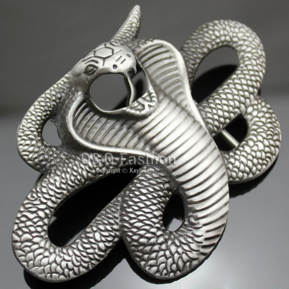 

New Fashion Vintage Silver Egyptian 3D Snake Viper Cobra Python Belt Buckle Biker Rocker Men punk rock Hip hop waist belt
