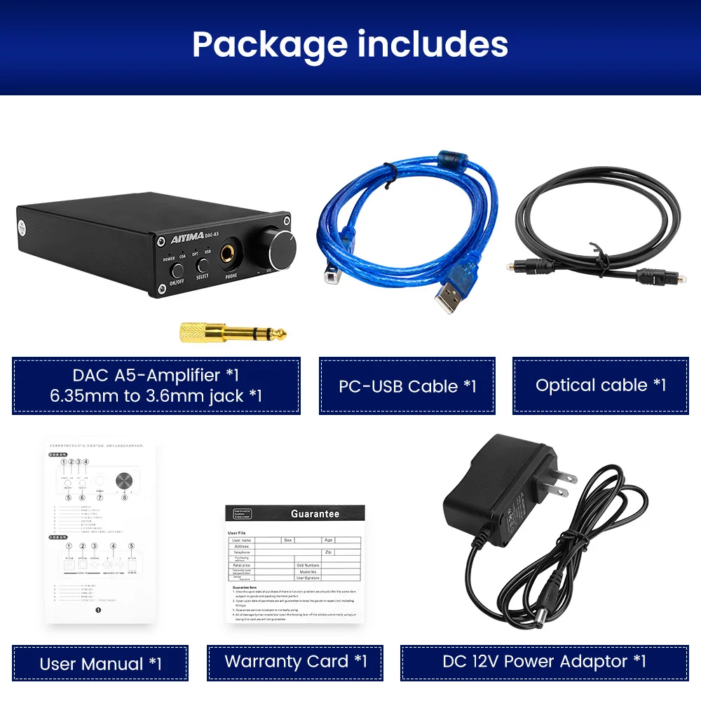 AIYIMA HiFi Audio Decoder USB DAC Stereo TPA6120A2