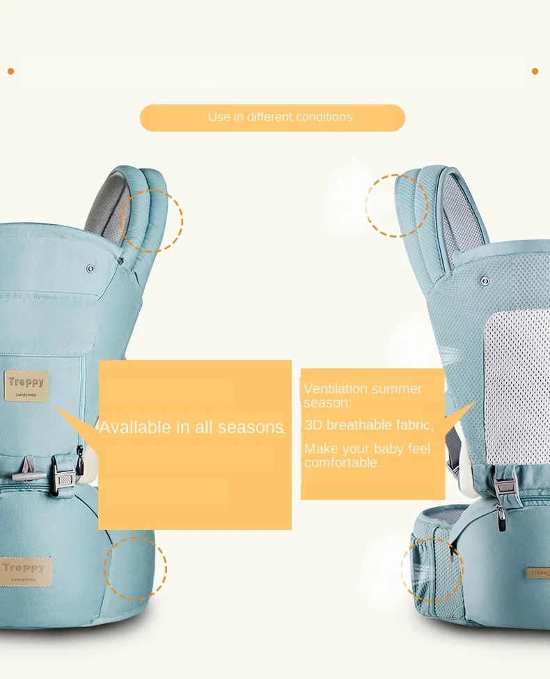 2in1 Ergonomic Kangaroo Baby Carrier Infant Waist Tools Carrier Front Facing Baby Hipseat for Baby Travel 0-36M