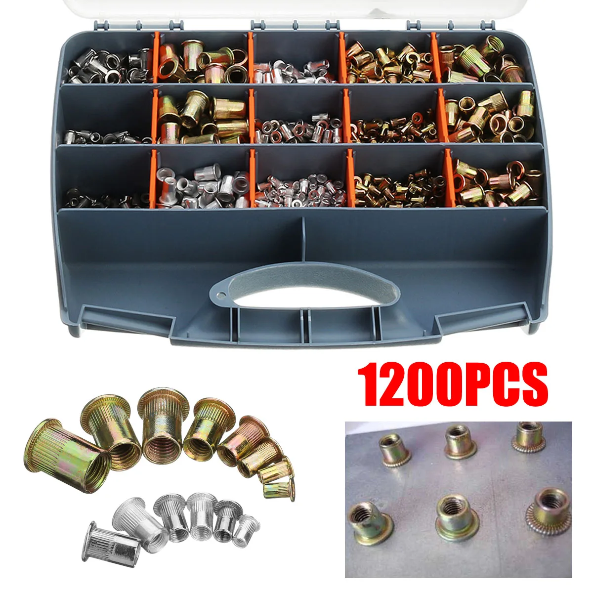 

Doersupp 1200Pcs M3 M4 M5 M6 M8 M10 M12 Stainless Steel Blind Hand Nutsert Rivnut Insert Rivet Nutsert Household Repair Tool Kit