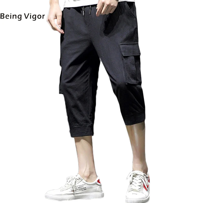 

Men multi pockets Shorts with Drawstring High Street Hip Hop Men's Sport Shorts Summer Men Cargo Shorts Cotton Fabric 2019
