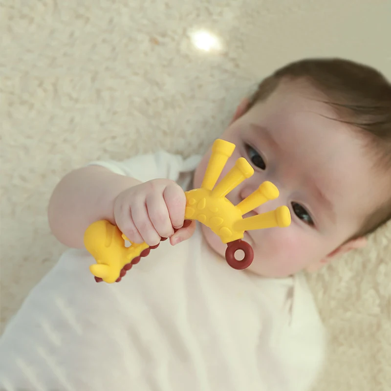 Baby Molar Teether Food Grade Silicone Giraffe Teethers Cartoon Teether for Babies Teeth Care Fidget Toys Newborn Accessories