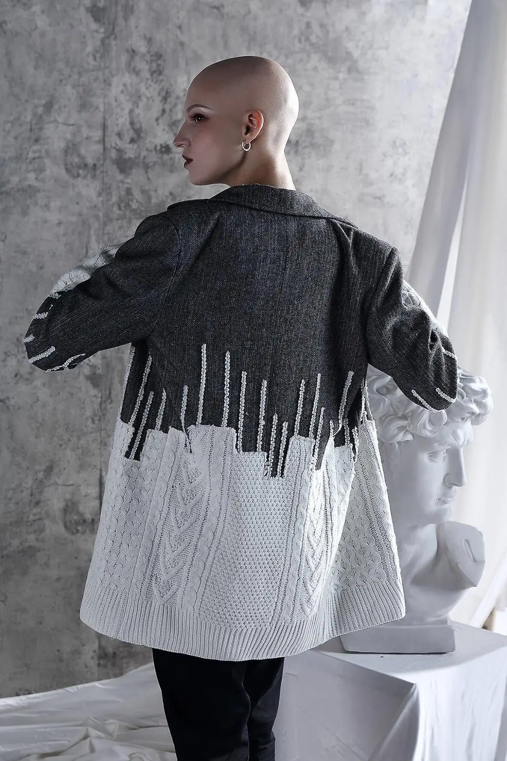 Новинка, свитер свободного кроя контрастного цвета, Блейзер, новинка, с отворотом, длинный рукав, с вышивкой, с блестками, Женское пальто, модный костюм, Осень-зима