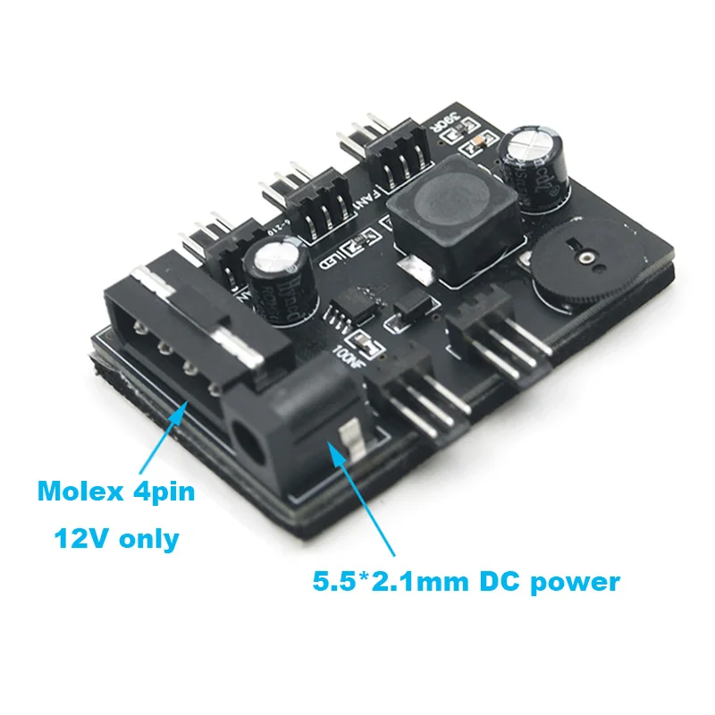 Fan Velocidade Controller para pc Case Cooler 3pin 3pin Way Molex Sata 3-pin Cooling Hub Radiador com Knob para Controle de Temperatura 12v - Imagem 2